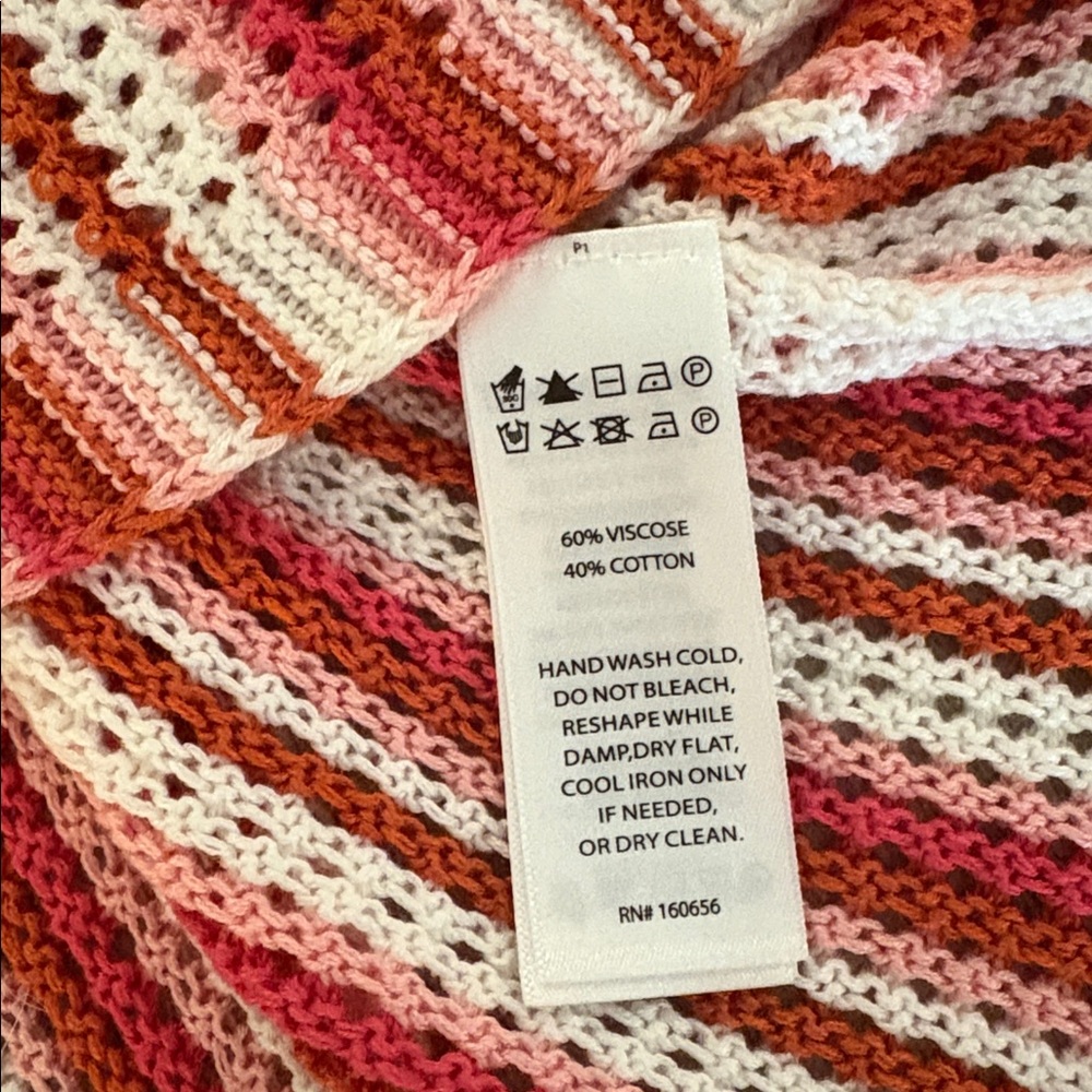 C&C California Knit Tank Coverup Dress Size Large Pink White Orange - Picture 6 of 6